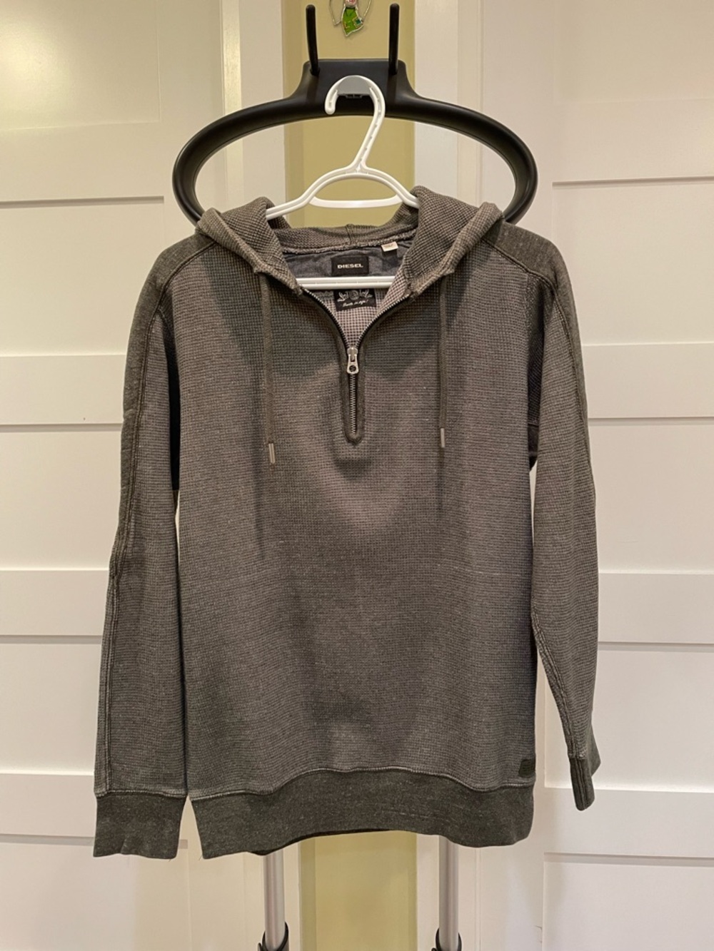 Diesel Men’s Dark Gray Half-Zip Hooded Sweater